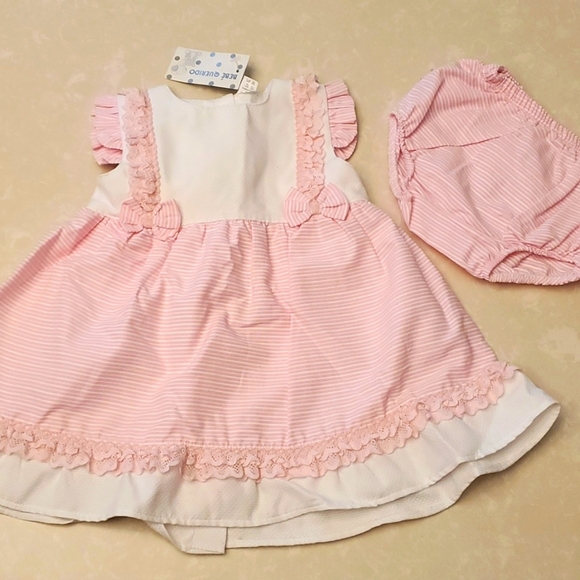 NWT European Girls pink and white dress